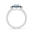 thumbnail image 2 of ANGARA Natural Square Aquamarine Two Tone Ring with Ornate Double Halo in 14K White Gold for Women (Size-5mm) | March Birthstone, Anniversary, Jewelry Gift for Women | Natural Aquamarine Ring, 2 of 10