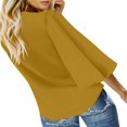 thumbnail image 3 of CHOK Women‘s Button Down V Neck Tops Ruffled 3/4 Sleeve Tie Knot Front Blouses White Sizes S-2XL, 3 of 3