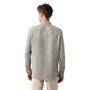 Avva Mens 100% Cotton, Regular Fit, Long Sleeve, Button Collar, Pocket Waffle, Dobby Shirt, X-Large, Grey