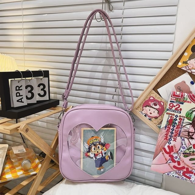 Sac Bandoulière Transparent Love Uni pour Femmes, Décontracté, Petit