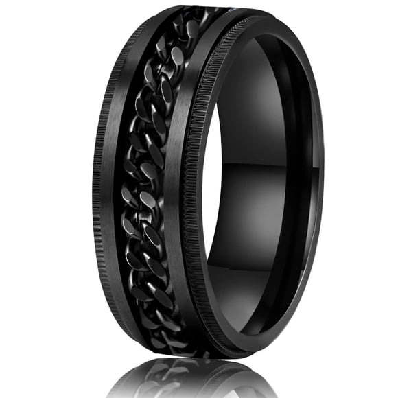 LAOYOU Bague Anti-Stress pour Hommes / Bande Tournante 8mm pour Apaiser, Soucier, Soulager le Stress et la Pleine Conscience / Ajustement Confortable en Acier Inoxydable Hypoallergénique Non Ternissant, 9, Acier Inoxydable, Sans Pierre Précieuse