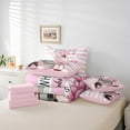 thumbnail image 5 of Erosebridal Cosmetics Perfume Bedding Sets Twin Size,Pink Flower Comforter Sets with Sheets,Geometric Stripes Bed in a Bag Twin Size For Girls,Super Cozy Room Decor Reversible,7-Piece, 5 of 7