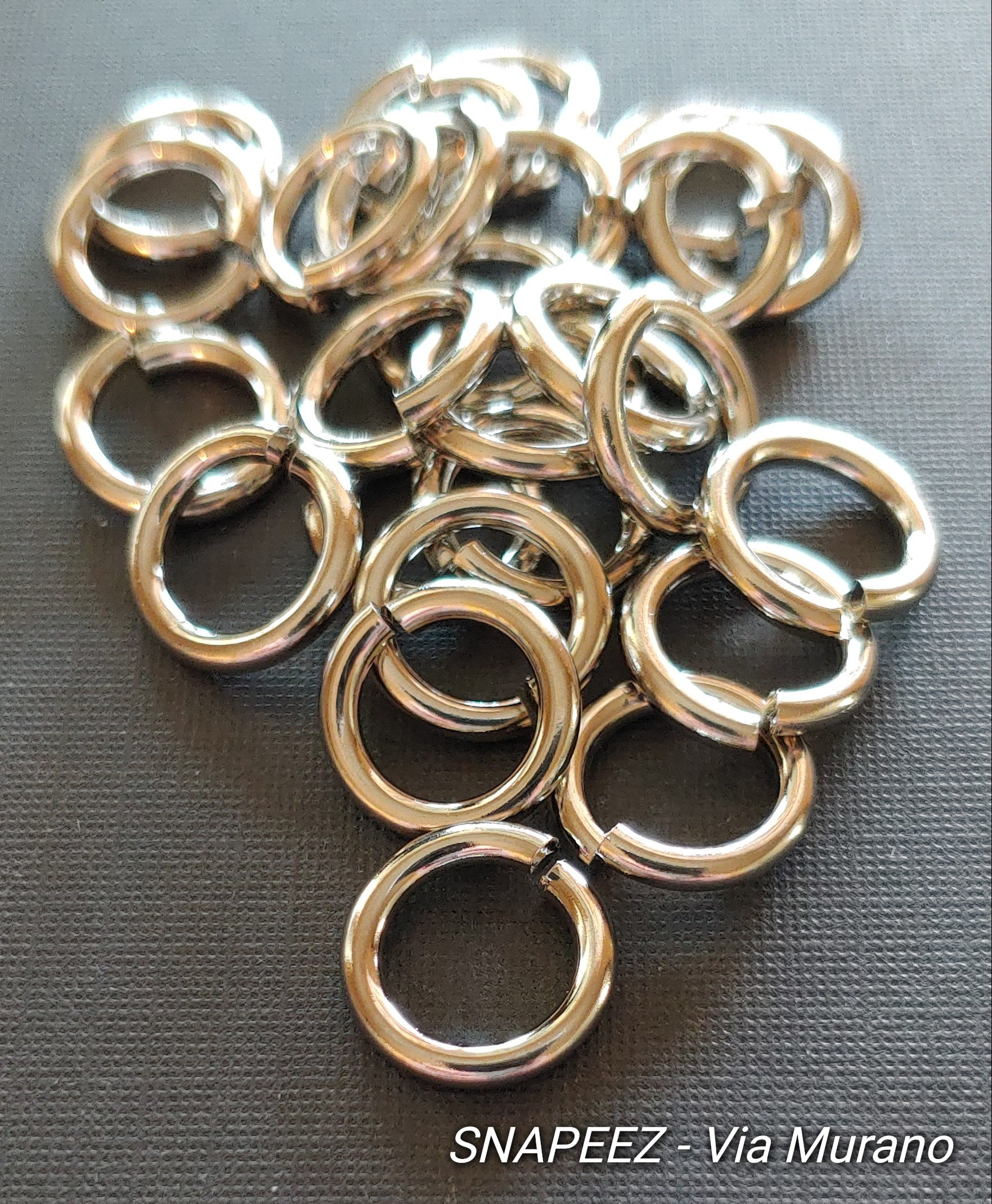 Snapeez II ULTRAPLATE Imitation Rhodium Hard Open Jump Ring 12mm Heavy Gauge (Pk 25). Made in USA.