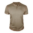 thumbnail image 4 of CHENHANN Mens T-Shirts Short Sleeve Button Down Crew Neck Henley Shirts Basic Khaki T Shirts with Button Mens Workout Shirts, 4 of 7