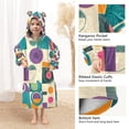 thumbnail image 3 of FORMRS Wearable Blanket Hoodie with Sleeves for Kids Cozy Flannel Sweatshirt, Purple Geometric, 3 of 7