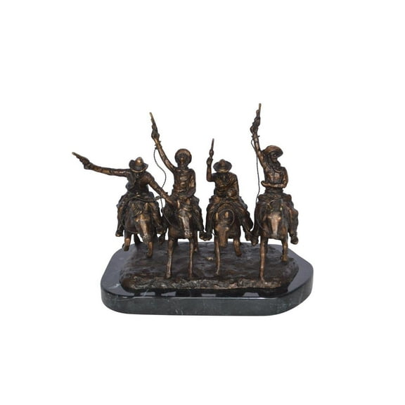 Coming Through The Rye Small Remington Replica Lost-wax Cast Bronze Statue - Unique and Classic Sculpture for Home & Office Decor, Size: 6"L x 9"W x 6"H