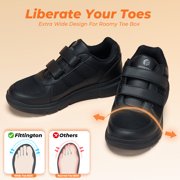 FitVille Extra Extra Wide Walking Shoes for Men with Adjustable Strap, Black, 11.5 Xx-Wide