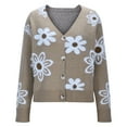 thumbnail image 4 of yardsong Daisy Flower Cardigan Sweater for Women Aesthetic 90s Button Down Drop Shoulder Long Sleeve Open Front Cute Knit Sweaters 2025 Khaki,L, 4 of 9