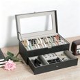 thumbnail image 2 of Reloj Caja Organizador, Estuche Alhajero con 12 Compartimentos y 1 Cajón para Joyería y Relojes, Caja Reloj de Piel PU, Relojero con Tapa Cristal y Forro Terciopelo, Regalo para Hombre y Mujer (Negro), 2 of 4