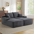 thumbnail image 3 of Muumblus Indoor Double Chaise Lounge Sofa with Cup Holders, 69"W Oversized Deep Seat Cloud Sectional Sofa, Boneless Sleeper Couch Bed, Gray Corduroy, 3 of 11