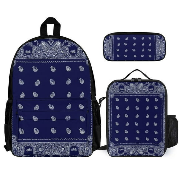 Bandana Blue Backpack Set Lightweight Backpack Book Bag Backpack 3pcs