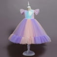 thumbnail image 7 of CUZIBR Girls Tutu Sequins Dress Ruffles Sleeveless Rainbow Glitter Tulle Long Dresses With Hairband Party Formal Gown Elegant Outfits,Pink,5-6 Years, 7 of 7