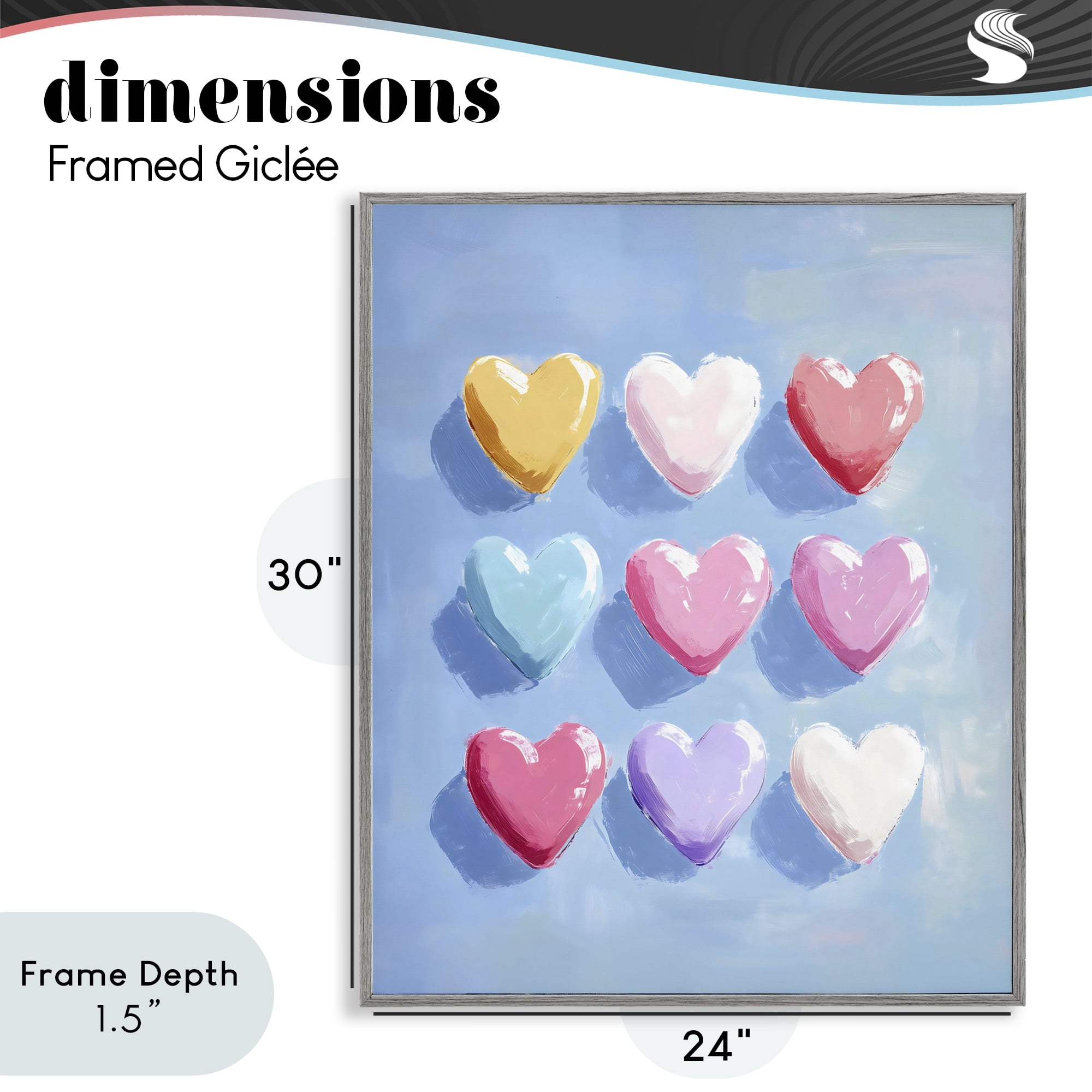 Stupell Industries Pastel Heart Grid Gray Framed Giclee Art, design by The Prints Vibe