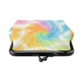 thumbnail image 3 of Lady Leather Wallet Zero 4.13 X 4.52 In Three-Dimensional Buckle Design Small Portable Easy Opening And Closing Lightgreen Tie Dye Background Rainbow Colors, 3 of 5
