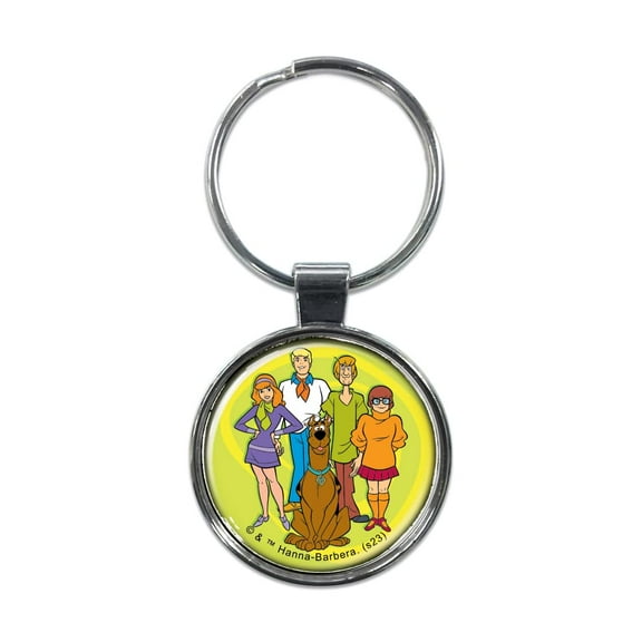 Ata-Boy Scooby Doo, Shaggy, Fred, Velma, Daphne on Green 1.5" Fob Keychain for Keys, Backpack Pulls and More