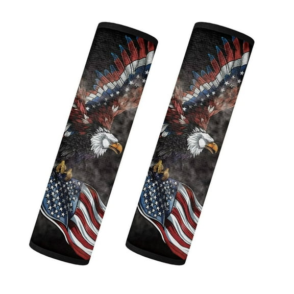 Uorisanigo American Flag Eagle Seatbelt Covers Flannel 2 PCS Car Seat Belt Pads Cover Soft and Comfortable Shoulder Pad Protector Car Seat Belt Pads Cover for Car Interior Accessorie