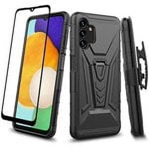 SPY CASE for Samsung Galaxy A14 5G Case with Tempered Glass Screen Protector Hybrid Cover with Kickstand Phone Belt Clip Holster - Black