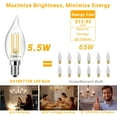 thumbnail image 4 of Chandelier Light Bulbs, E12 Led Bulb Dimmable, Candelabra Light Bulbs 60 Watt Equivalent, 2700K Soft Warm White, 5.5W 600LM, Flame Tip Vintage LED Candle Light Bulb, 5 Pack, 4 of 7