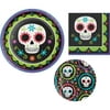 Halloween Day of the Dead Tableware Set,6 1/2" Luncheon Napkin,7" Plate,8 3/4" Plate