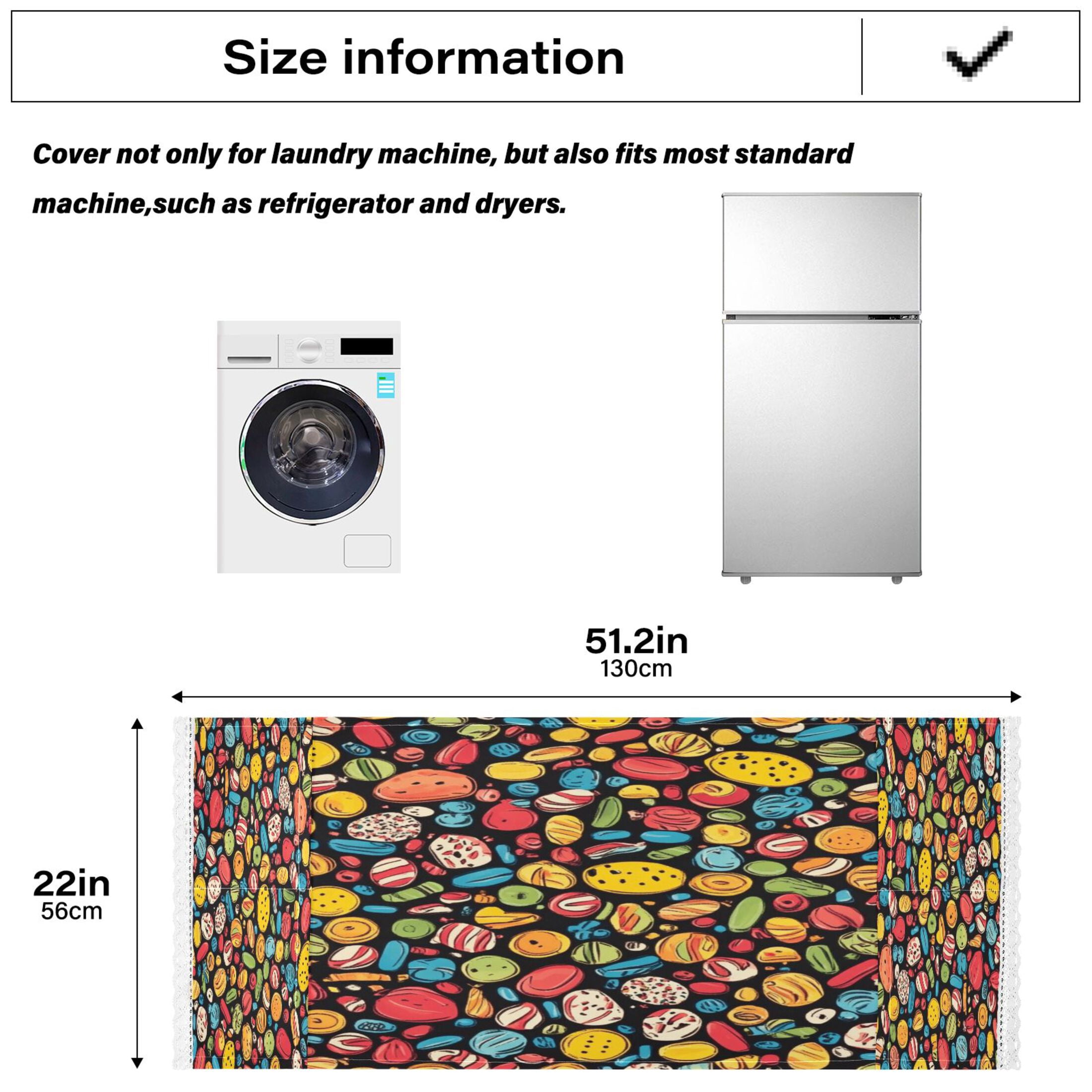 Snacks PatternWasher and Dryer Covers Dust-Proof and Oil Resistant Fridge Cover with 4 Storage Pockets Washing Machine Top Cover for Laundry Kitchen Home 51.2 x 22 In