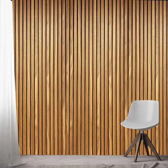 3D Wood Wall Panels | Acoustic Panels for Interior Wall Dcor on Felt Back Board | Decorative Slat Panels for Wall and Ceilings | White Oak - 8 x 1 ft. x 2 Pack