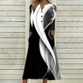 thumbnail image 2 of LEAVINGSUO Fall Dresses Fashion Women Casual Sexy Round Neck Printing Summer Short Sleeve Pockets Dress Black M, 2 of 5