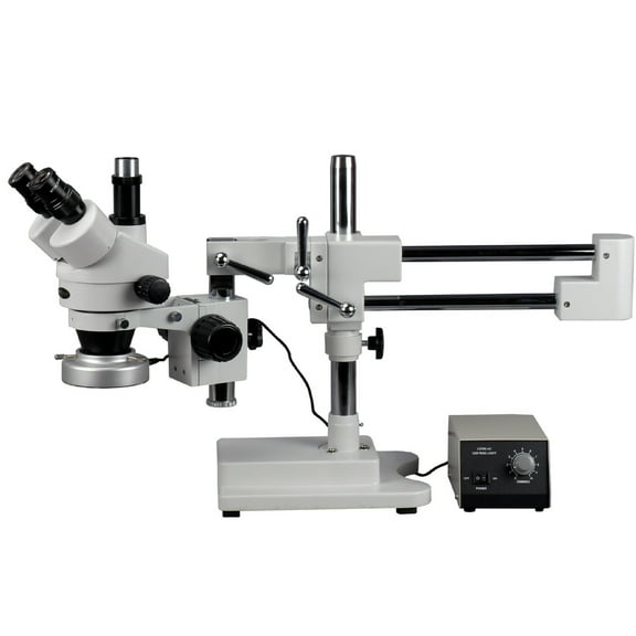 AmScope 7X-90X Trinocular Zoom Stereo Microscope with Heavy-duty Metal 80-LED Ring Light New