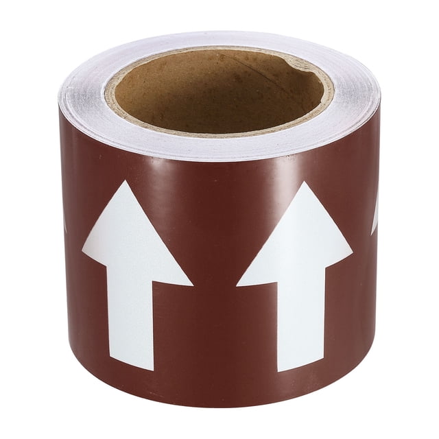 Unique Bargains Directional Flow Arrow Tape 4'x65', Adhesive Pipe Identification Marking Stickers, White on Brown