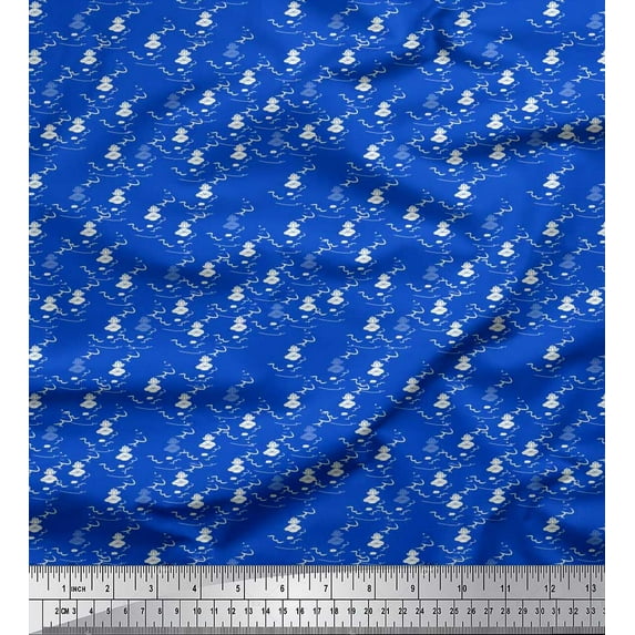 Soimoi Georgette Viscose Fabric Leaves & Lotus Shirting Fabric Prints by Yard 42 Inch Wide