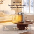 thumbnail image 2 of Dreo Portable Space Heaters for Home, 1500W PTC Electric Heater with 2S Fast Heating, 34dB Ultra Quiet, 70℃ Oscillation, Thermostat for Inside, ECO, 12h Timer, Remote, Office, 2 of 6