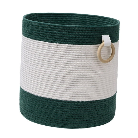 jesticaly Cotton Rope Storage Basket Blanket Basket Room Living for Room Utility green white and