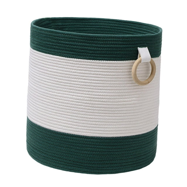 jesticaly Cotton Rope Storage Basket Blanket Basket Room Living for Room Utility green white and
