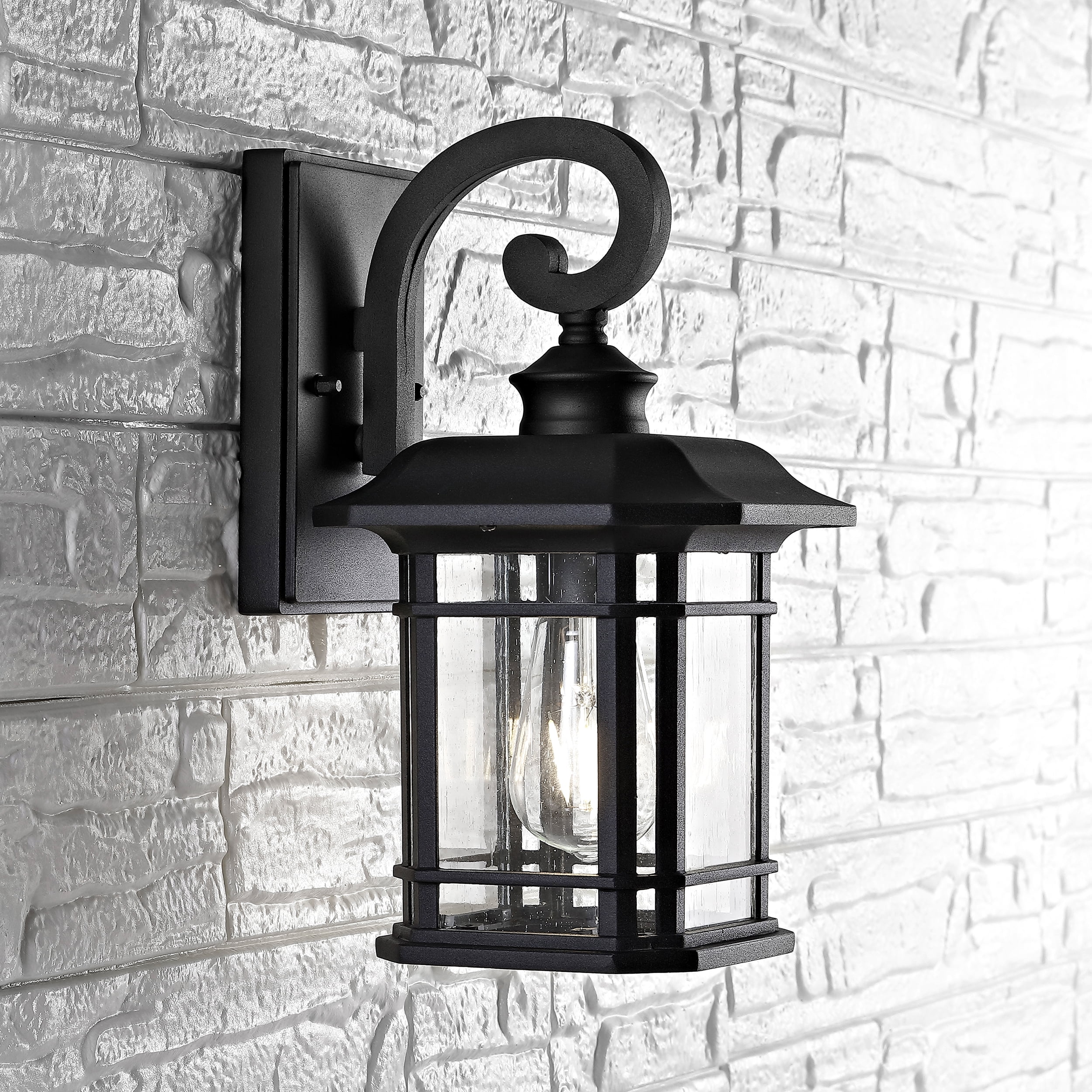 SAFAVIEH Lolia LED Black Aluminium Outdoor Wall Sconce with Clear Glass Shade