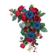 thumbnail image 5 of Tachiuwa Artificial Flower Swag, Silk Flowers, Rustic Handmade Centerpiece Garland, Wedding Arch Flowers for Wall Reception Backdrop Ornament Decoration Red Blue, 5 of 10