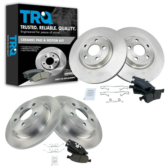 TRQ Front and Rear Brake Pad & Rotor Kit Brake Pads Brake Rotor Ceramic Fits Select 2018-2019 Ford Transit Connect