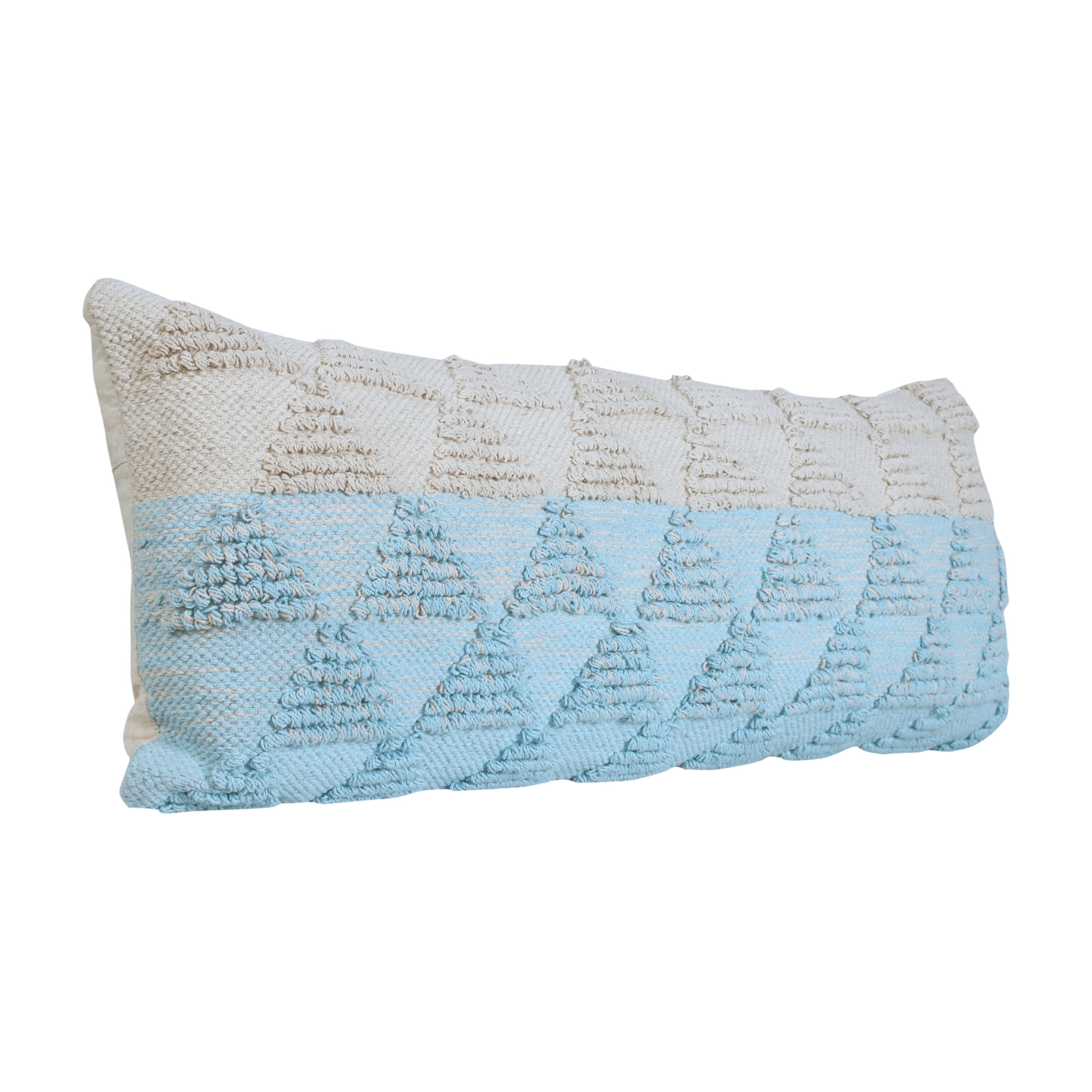 Harlow Hill Hand-Woven Blue/White Geometric All-Natural Cotton Pillow Cover