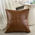 thumbnail image 3 of Fancy Homi 2 Packs Brown Faux Leather Decorative Throw Pillow Covers 20x20 inch for Living Room Couch Bed Sofa, Cross Patchwork Accent Square Cushion Case, Rustic Modern Farmhouse Boho Home Decor, 3 of 6