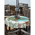 thumbnail image 2 of Outdoor Tablecloth with Umbrella Hole for Patio/Picnic/Party/Camping, Ocean Green Turtles Waterproof Table Cloth Round Cover Washable, Coastal Starfish Seagrass Rustic Wooden (Dia 54"), 2 of 8