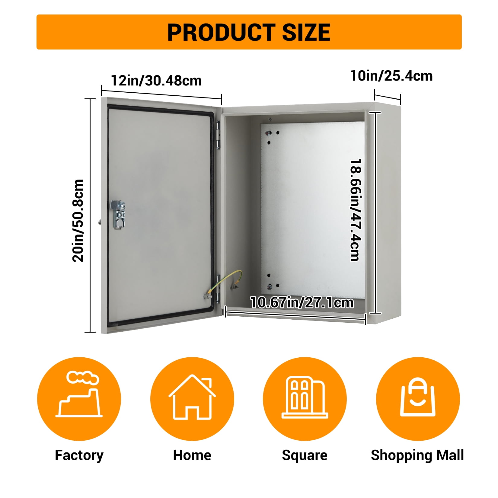 Accreate Stainless Steel Electrical Enclosure Box, NEMA 4X, IP67 Waterproof & Dustproof, Lockable Outdoor Junction Box with Mounting Plate & Keys for Indoor/Outdoor Use