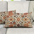 thumbnail image 2 of Navy Blue Orange Boho Lumbar Pillow Covers 12x20 Set of 2 Rustic Ethnic Carpet Pattern Vintage Floral Print Decorative Rectangle Throw Pillows Fall Farmhouse Cushion Case Decor for Couch Sofa Bed, 2 of 7