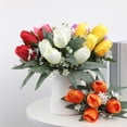 thumbnail image 5 of White Artificial Tulips Red Bouquet by Dusknt Home Decor Artificial Flower Arrangement Realistic for Wedding Photo Props, 5 of 8
