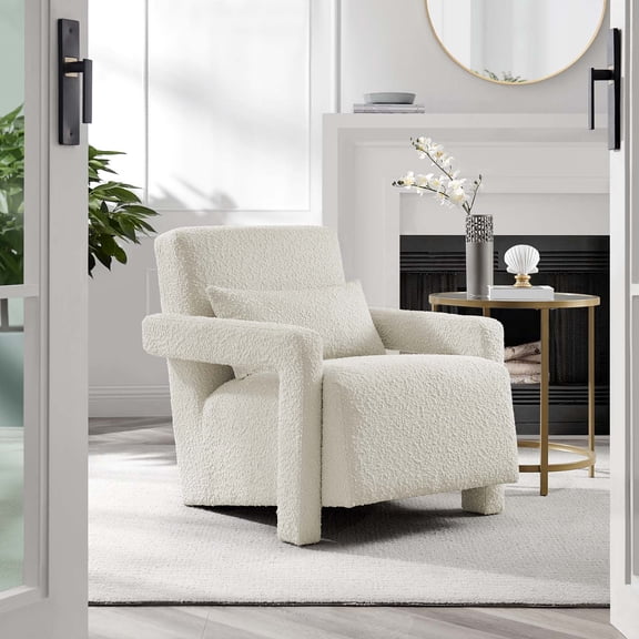 Modway Mirage Upholstered Modern Boucle Fabric Armchair in Ivory