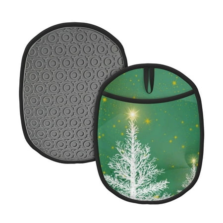 

Matuu Christmas Green for Non Slip Pot Holder for Kitchen Baking and Cooking Silicone Pot Mat Mitten With Hanging Loop Heat Resistant 7.5 x 9.4 Inches