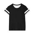 thumbnail image 7 of Charella Girls' T-Shirt Striped Short/Long Sleeve Cute Crew Neck Basic Tee Casual Loose Fit Tops for Kids (5 Years, Black), 7 of 7