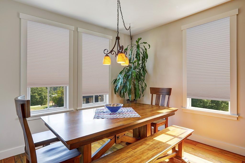 Redi Shade No Tools Easy Lift Trim-at-Home Cordless Cellular Light Filtering Shade Natural, 30" W x 64" L, (Fits windows 19"- 30")