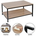thumbnail image 2 of SuperDeal Rectangular Minimalist Coffee Table 2-Tier Storage MDF + Metal, Natural, 2 of 11