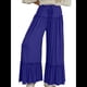 thumbnail image 3 of Pantalones Palazzo Holgados de Playa con Cintura Alta Elástica, Dobladillo con Volantes y Pierna para Mujer Azul XS, 3 of 7