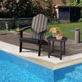 thumbnail image 3 of Costway HDPE Patio Adirondack Chair & Folding Footrest Set All-Weather Outdoor Black, 3 of 10