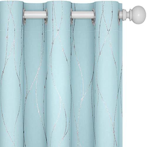 Deconovo Blackout Short Curtains, 45 Inch Length, Pack of 2 - Thermal Insulated Curtains, Light Blocking Curtains, Window Panel Drapes for Small Window (42 x 45 Inch, Sky Blue, 2 Panels)