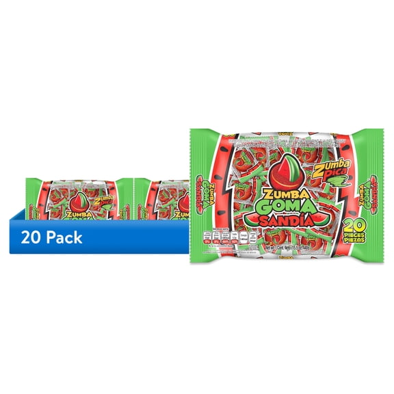 (20 pack) Zumba Pica Goma Sandia Gummy Candy, Mexican Tamarind and Watermelon Candy, 20 Ct